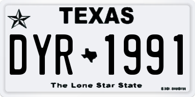 TX license plate DYR1991