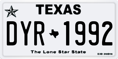 TX license plate DYR1992