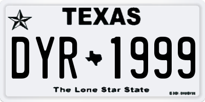 TX license plate DYR1999