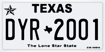 TX license plate DYR2001