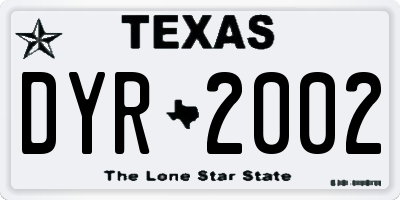 TX license plate DYR2002