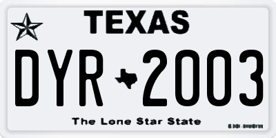 TX license plate DYR2003