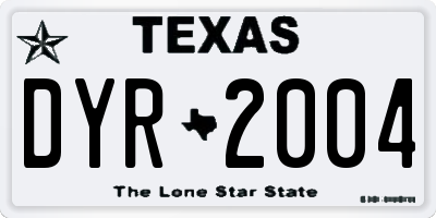 TX license plate DYR2004