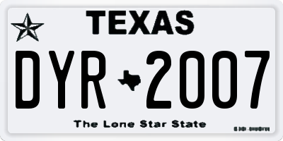 TX license plate DYR2007