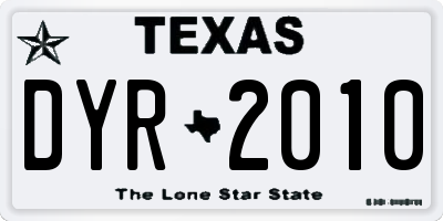 TX license plate DYR2010