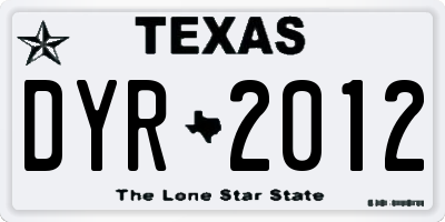 TX license plate DYR2012
