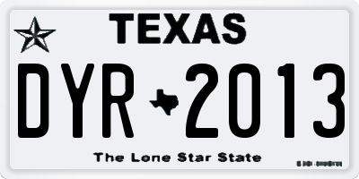 TX license plate DYR2013