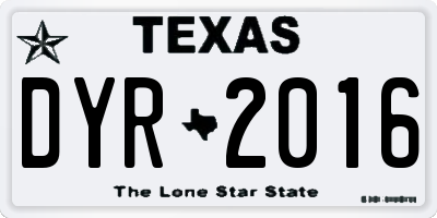 TX license plate DYR2016