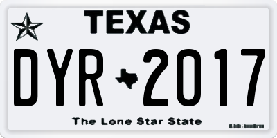 TX license plate DYR2017