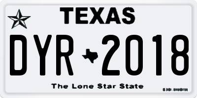 TX license plate DYR2018