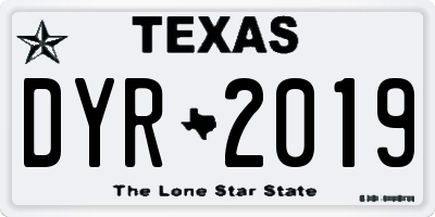 TX license plate DYR2019