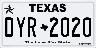 TX license plate DYR2020