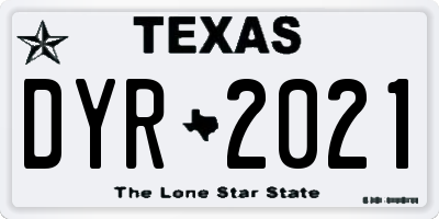 TX license plate DYR2021