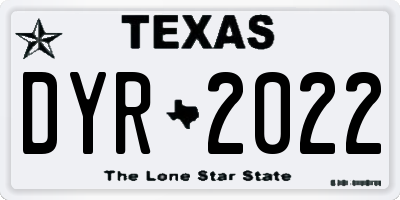 TX license plate DYR2022