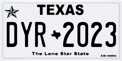 TX license plate DYR2023