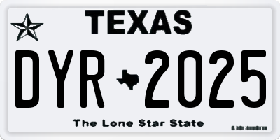 TX license plate DYR2025