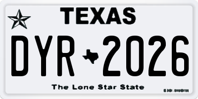 TX license plate DYR2026