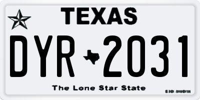TX license plate DYR2031