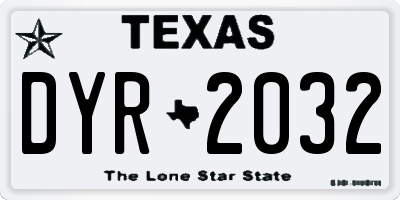 TX license plate DYR2032