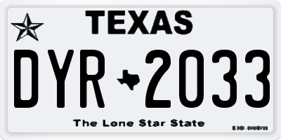 TX license plate DYR2033