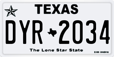 TX license plate DYR2034