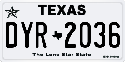 TX license plate DYR2036