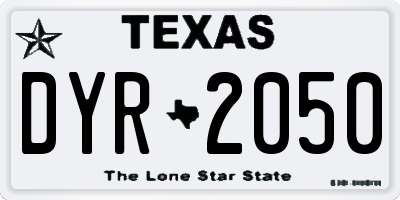 TX license plate DYR2050