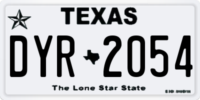 TX license plate DYR2054