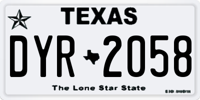 TX license plate DYR2058