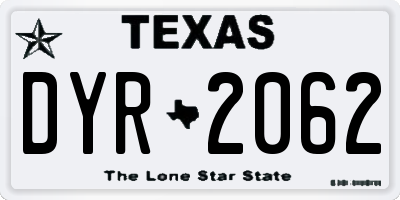TX license plate DYR2062