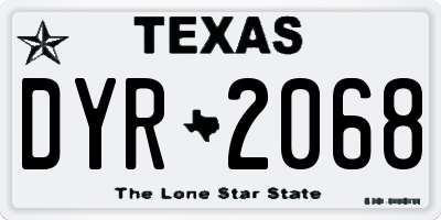 TX license plate DYR2068
