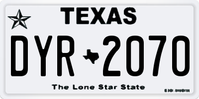 TX license plate DYR2070