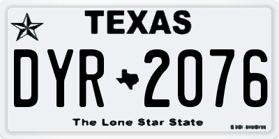 TX license plate DYR2076