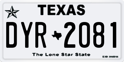 TX license plate DYR2081