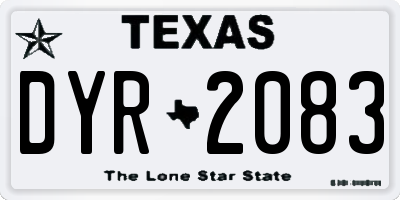 TX license plate DYR2083