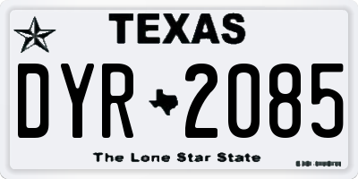 TX license plate DYR2085