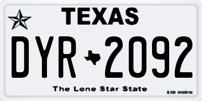 TX license plate DYR2092