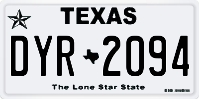 TX license plate DYR2094