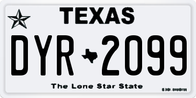 TX license plate DYR2099