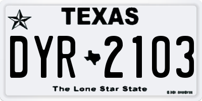 TX license plate DYR2103