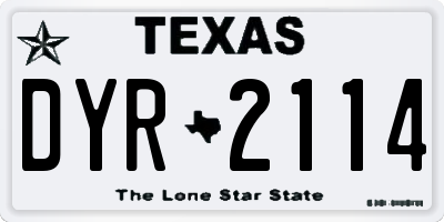 TX license plate DYR2114