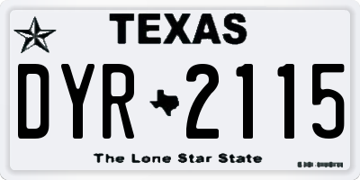 TX license plate DYR2115