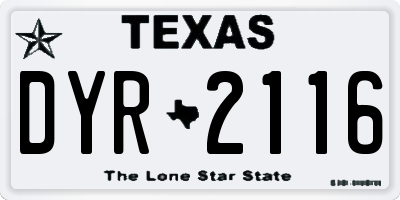 TX license plate DYR2116