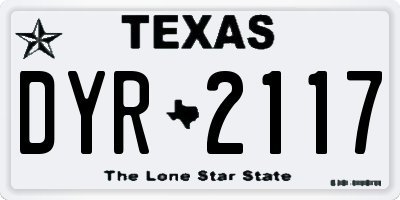 TX license plate DYR2117