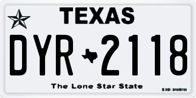 TX license plate DYR2118