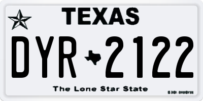 TX license plate DYR2122