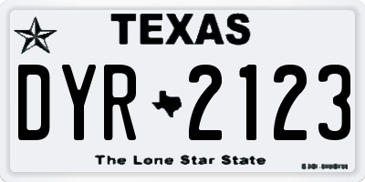TX license plate DYR2123