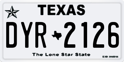 TX license plate DYR2126