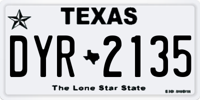 TX license plate DYR2135