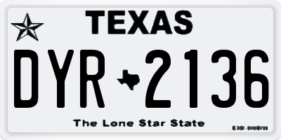 TX license plate DYR2136